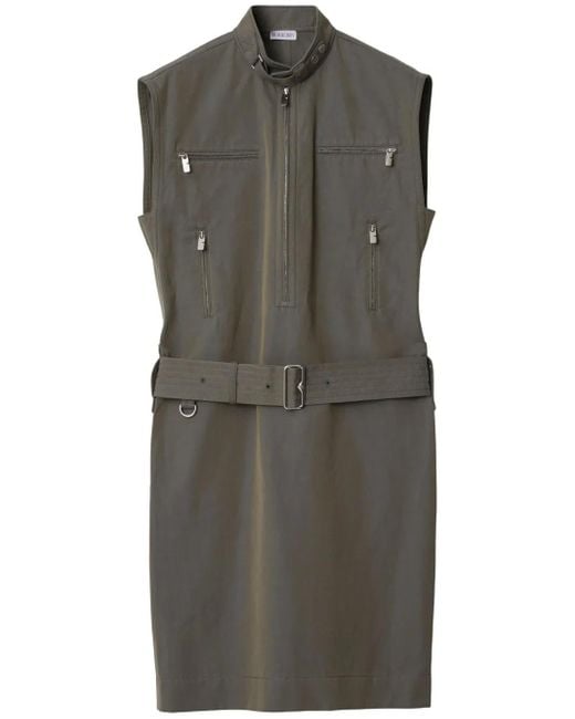 Burberry Gray Zip-Detail Cotton-Linen Dress