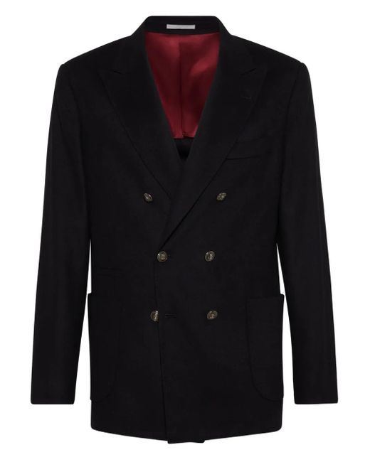 Brunello Cucinelli Black Double-Breasted Blazer for men