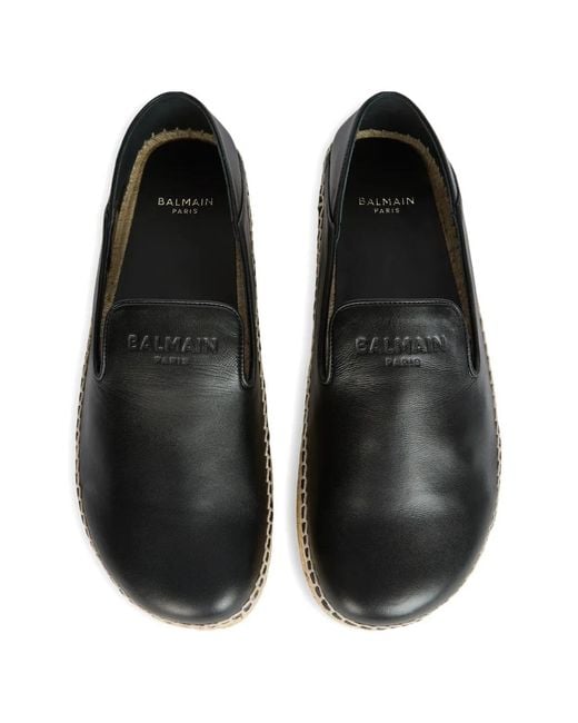 Balmain White Smooth Leather Espadrilles for men