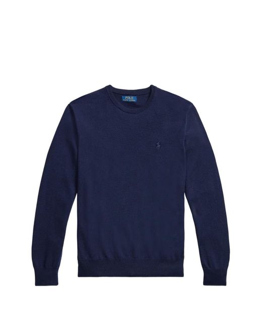 Polo Ralph Lauren Blue Logo-Embroidered Wool Sweater for men