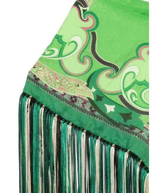 Etro Green Foulard With Fringe 70X70