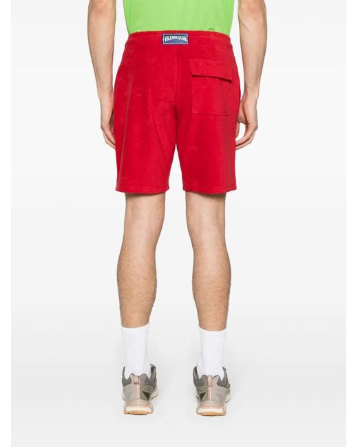 Vilebrequin Red Logo-Patch Towelling Shorts for men