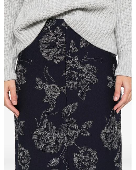 Liviana Conti Black Dedra Floral Midi Skirt