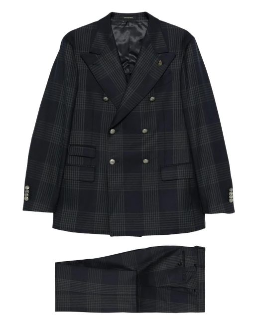 Gabriele Pasini Black Checked Double-Breasted Suit for men