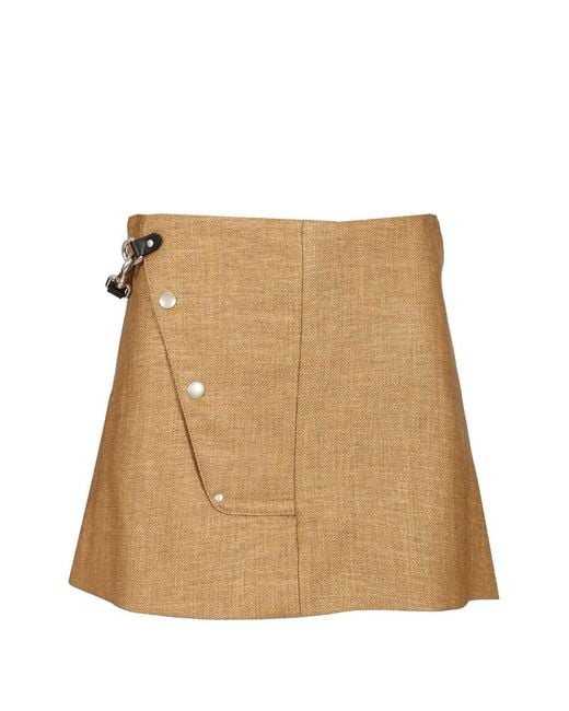 DURAZZI MILANO Natural Asymmetric-Fastening Raffia-Effect Skirt