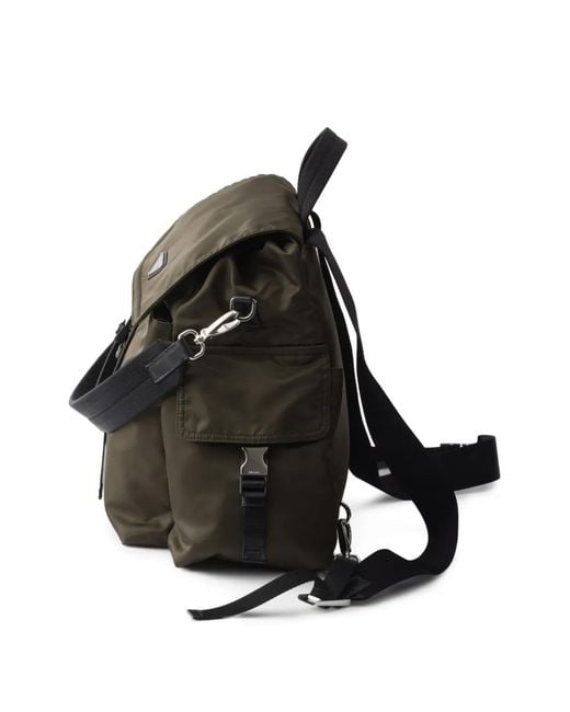 Prada Black Explore Re-Nylon And Leather Backpack for men