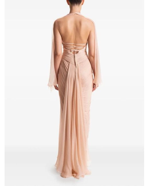 Maria Lucia Hohan White Milagros Halterneck Draped Maxi Dress