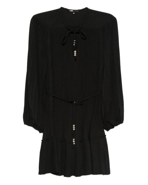 Maje Pleated Dress in Black