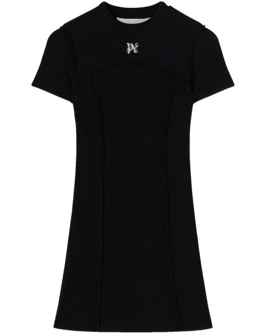 Palm Angels Black T-Shirt-Minikleid mit offenem Rücken