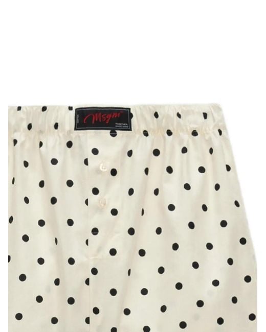 MSGM Natural Polka-Dot Shorts