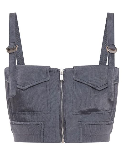 Dion Lee Gray Aviator Cropped Bustier Top
