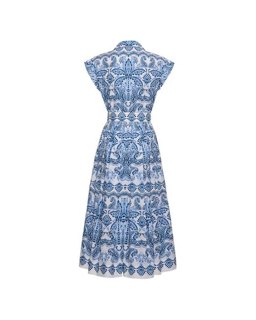 Cara Cara Blue Paisley-Print Belted Midi Dress
