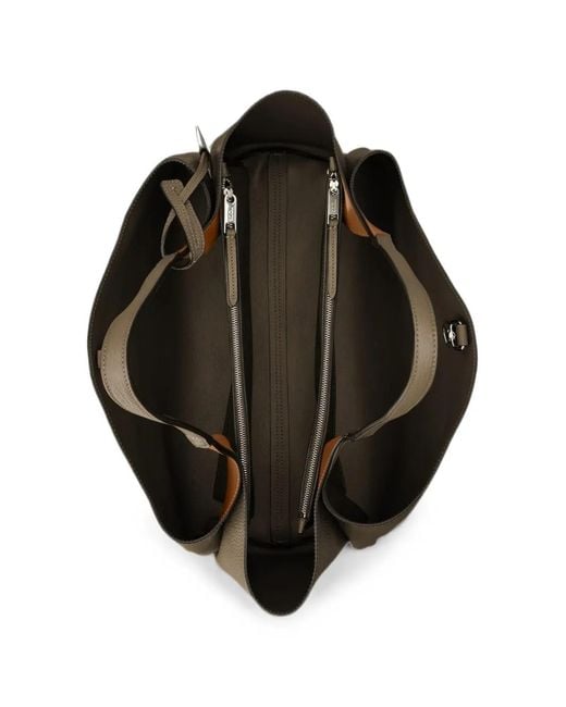 Tod's Brown T Timeless Pebbled Leather Tote Bag