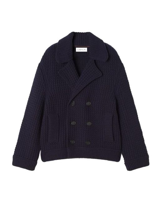 Lanvin Blue Double-Breasted Cardigan for men