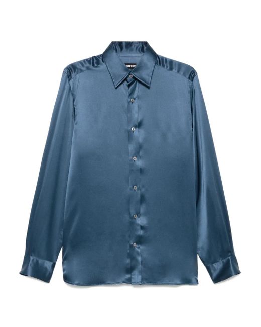 Camisa de seda Tom Ford de hombre de color Blue