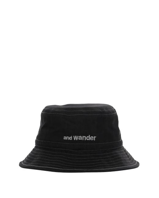 メンズ And Wander Logo-embroidered Bucket Hat Black