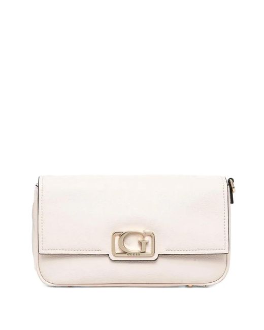 Guess Anadela ロゴプレート ショルダーバッグ Natural