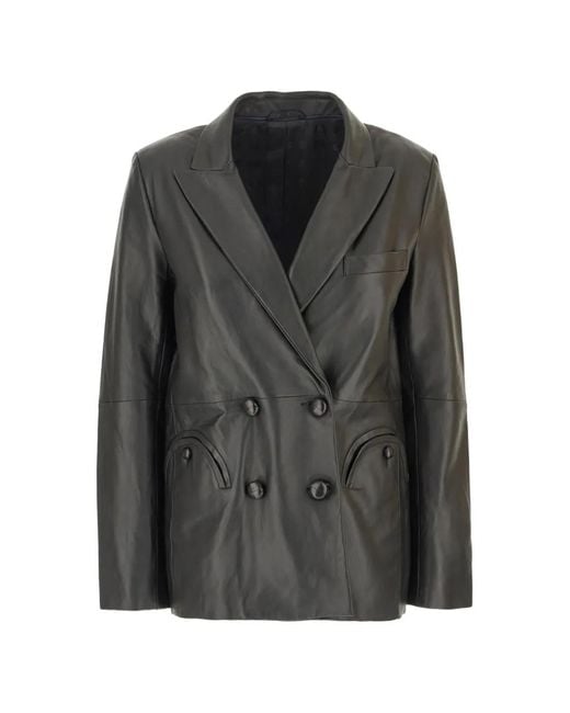 Blazé Milano Black Double-Breasted Calf Leather Jacket