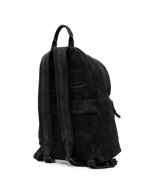Officine Creative Black Suede Backpack for men