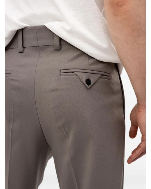 HUGO Gray Pleated-Detail Straight-Leg Trousers for men
