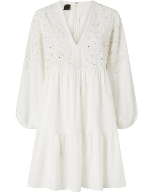 Pinko White V-Neck Dress