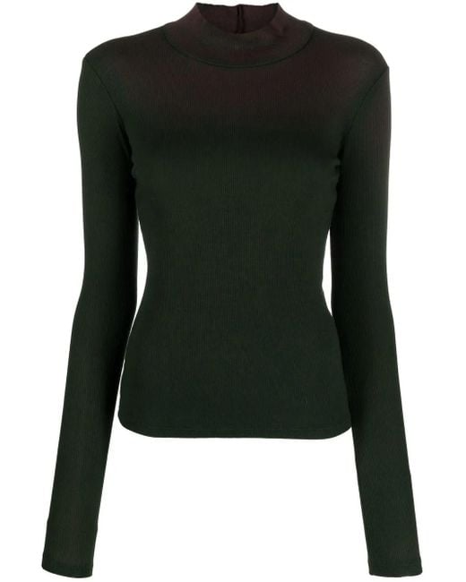 Cotton Citizen Green Long-Sleeve Mock-Neck Jumper