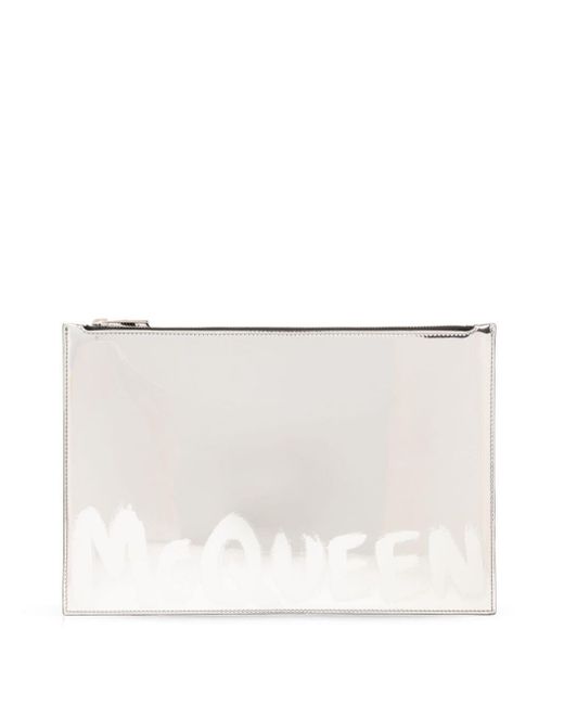 Alexander McQueen Clutch Met Logoprint in het White voor heren