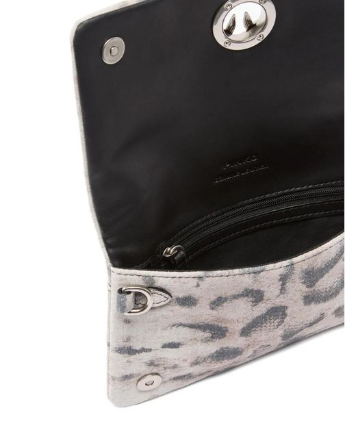 Pinko Gray Mini Love Hardware Printed Shoulder Bag
