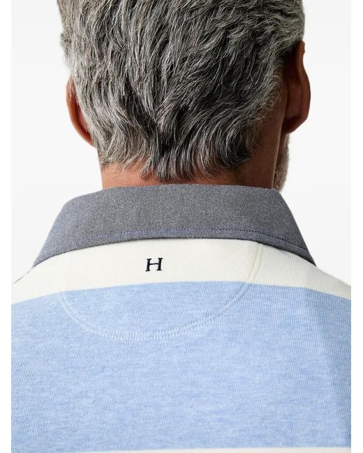 Hackett Blue Striped Long-Sleeve Polo Shirt for men