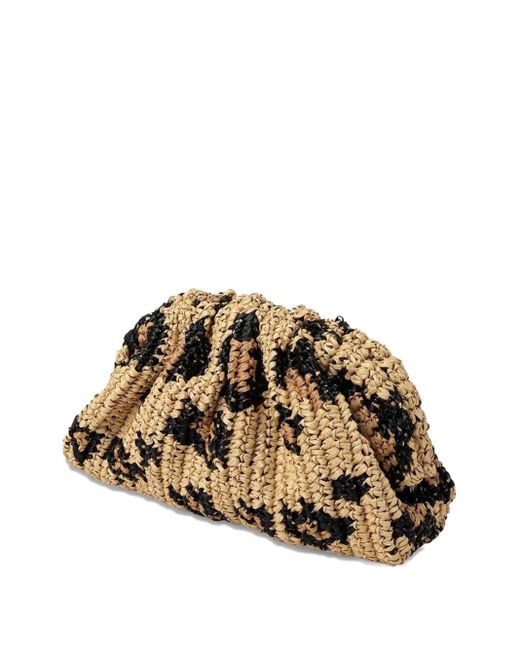 Maria La Rosa Raffia Clutch Met Luipaardprint in het Metallic