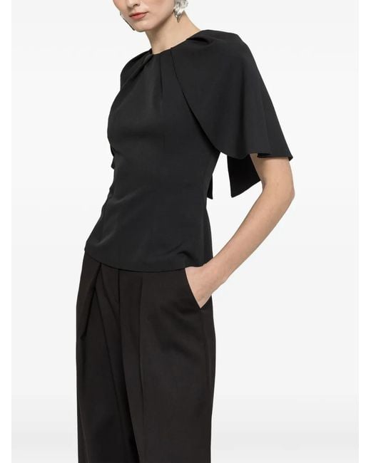 Nissa Black Blouse À Design De Cape