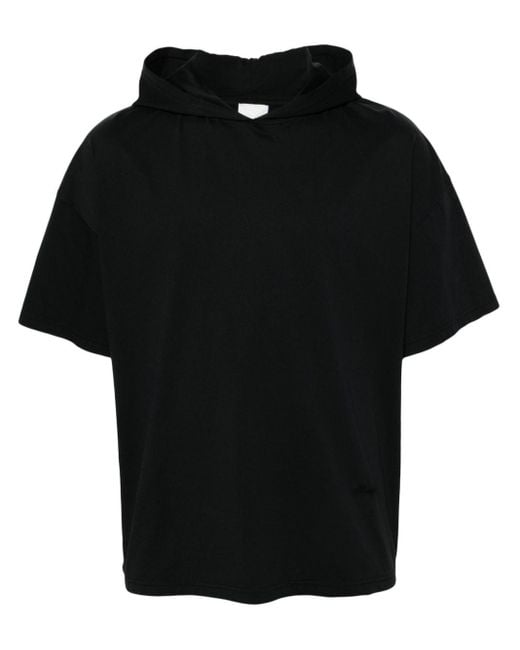 Nanushka Black Hooded Organic Cotton T-Shirt