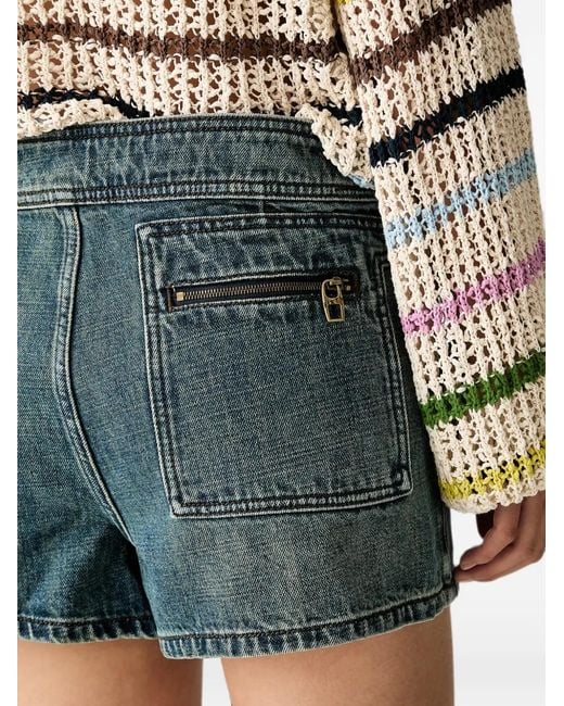Miss Sixty Blue Belted Denim Shorts