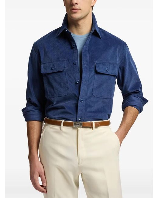 Ralph Lauren Blue Fine-Wale Corduroy Shirt for men