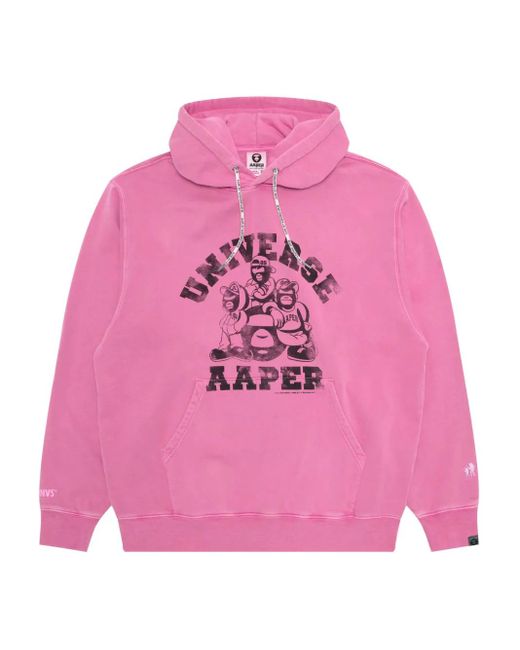 Aape By A Bathing Ape Pink Hooded Sweater for men