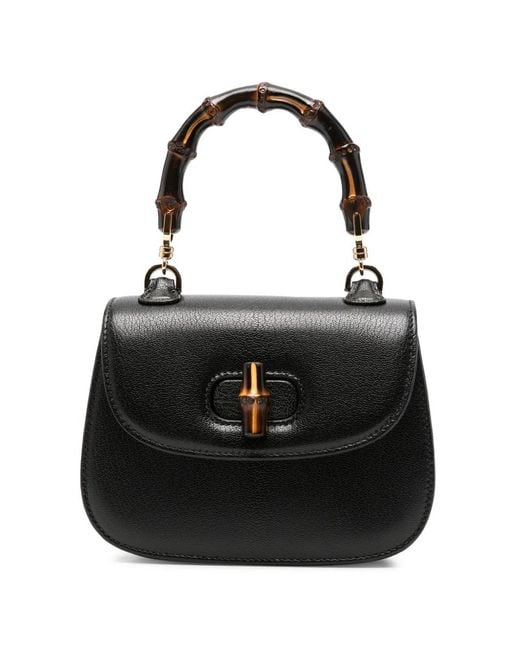 Gucci Black Mini Bamboo 1947 Tote Bag