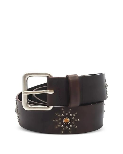 HTC Black Studded Leather Belt for men