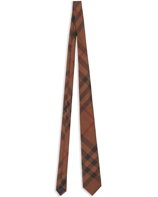 Burberry Brown Check Silk Tie for men