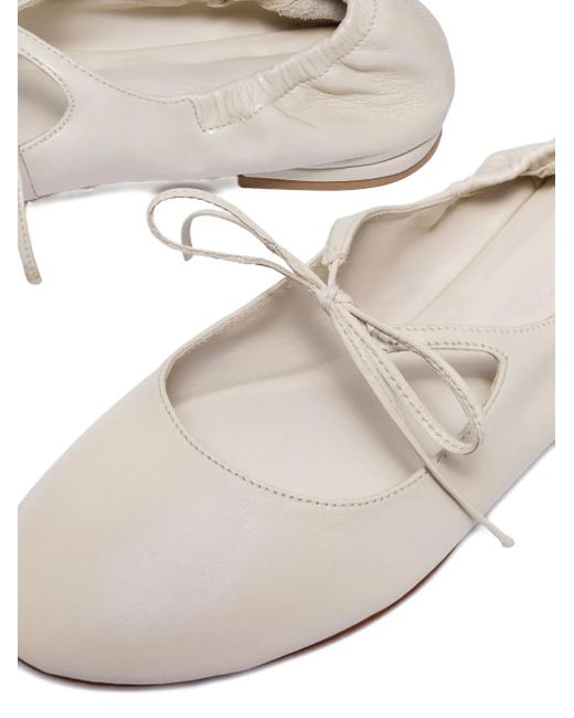 Bernardo White 1946 Tie-Fastening Elasticated Ballet Flats