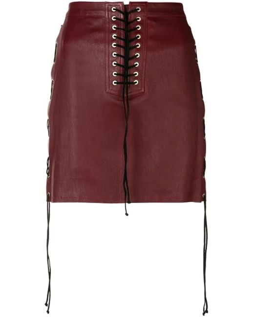 Unravel Project Red Lace-up Detail Skirt