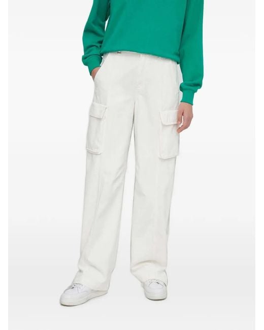 Benetton White Wide-Leg Cargo Jeans
