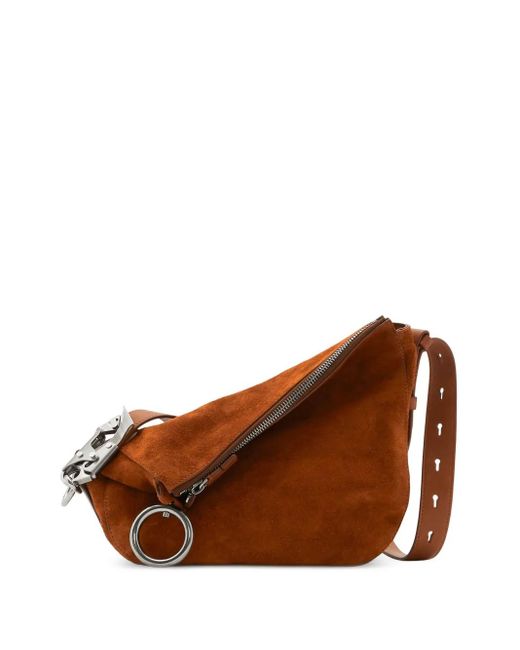 Burberry Asymmetrische Suède Schoudertas in het Brown
