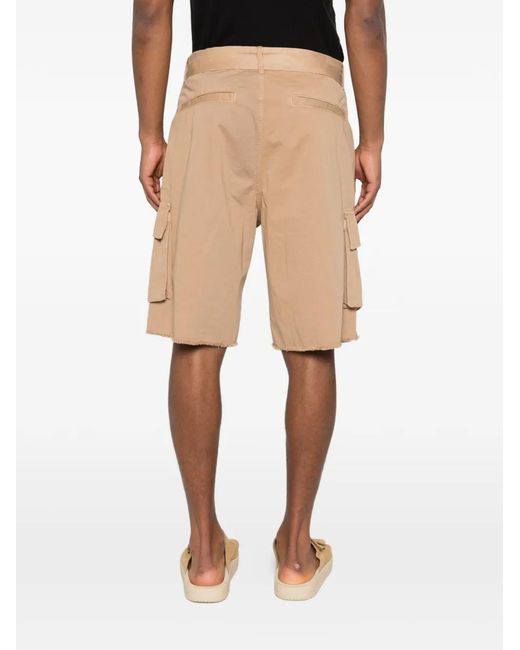 Laneus Natural Belted Button Cargo Shorts for men
