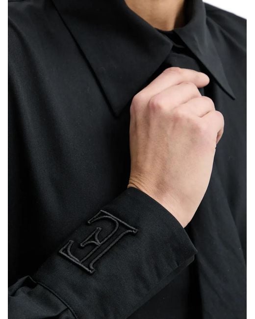 Elisabetta Franchi Black Tie-Detail Embroidered-Cuffs Shirt
