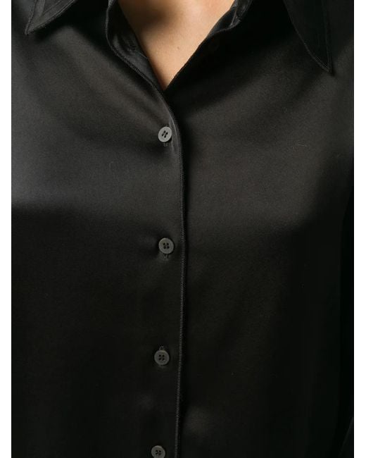 Nanushka Black Mandine Satin Long-Sleeved Shirt