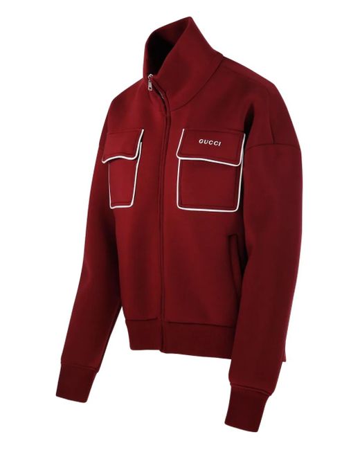 Gucci Red Patch-Pocket Zip-Up Jacket