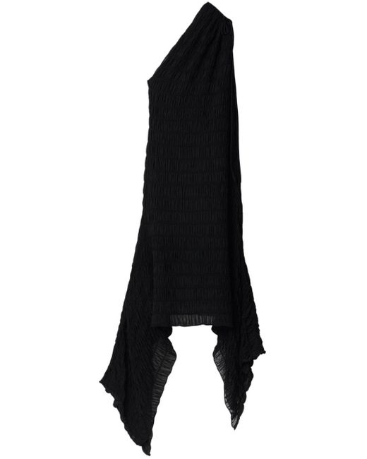 Burberry Black Shirred One-shoulder Dress
