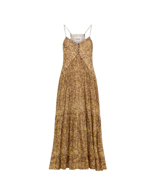 Isabel Marant Natural Sabba Floral-Print Tiered Dress