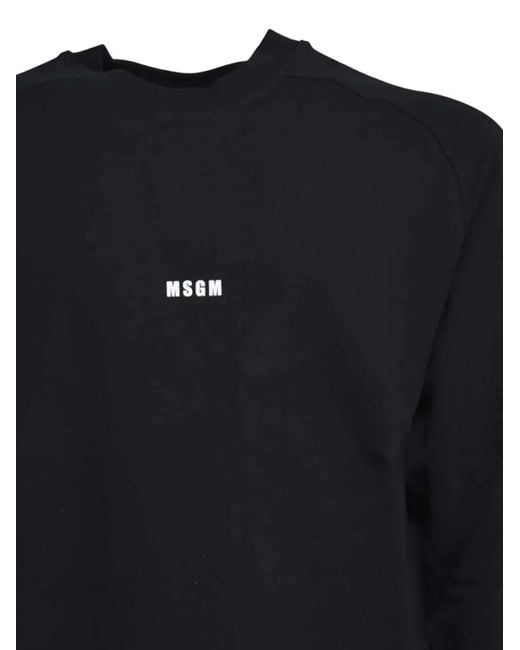 MSGM Black Logo Crew-Neck Sweatshirt for men