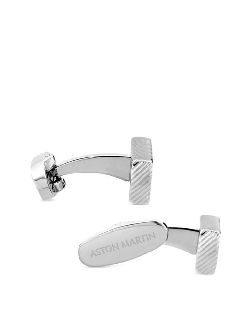 Aston Martin Watches White Engraved-Logo Polished Cufflinks for men